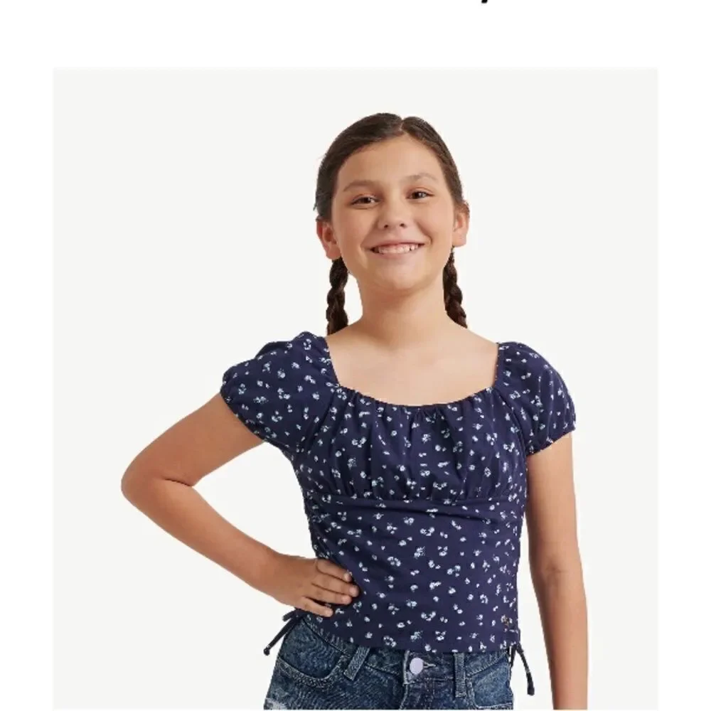 Justice Girls Puff Short Sleeve Cinched Top Shirt, Size XL (16/18)